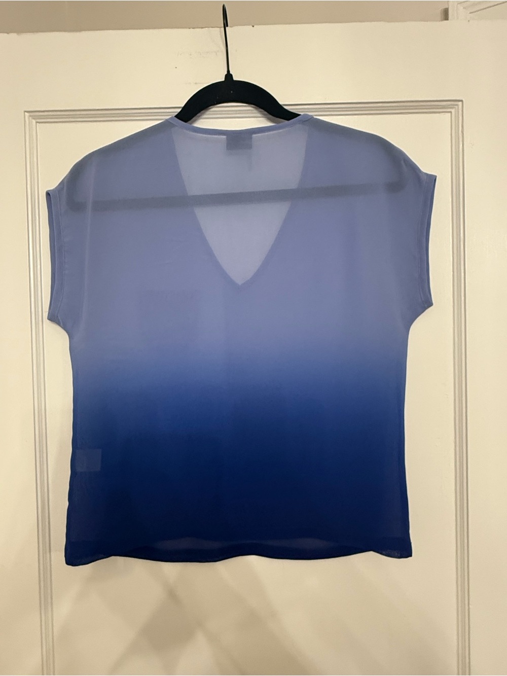 Urban Outfitters Sparkle & Fade Semi-Sheer Blue Ombré Pocket Blouse Tee size XS
